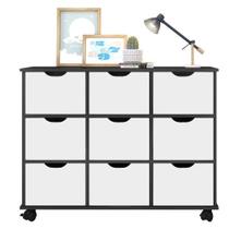 Nicho Organizador 9 Gavetas Preto Branco - Qmovi Nicho Organizador 9 Gavetas Preto Branco - Qmovi