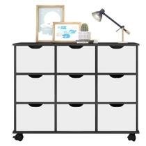 Nicho Organizador 9 Gavetas Preto Branco - Qmovi Nicho Organizador 9 Gavetas Preto Branco - Qmovi