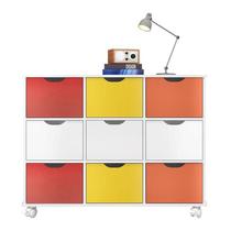 Nicho Organizador Branco com 9 Gavetas Brancas e Coloridas