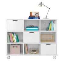 Nicho Organizador com 3 gavetas brancas e rodízios - Qmovi Nicho Organizador com 3 gavetas brancas e rodízios - Qmovi