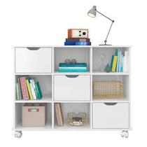 Nicho Organizador com 3 gavetas brancas e rodízios - Qmovi Nicho Organizador com 3 gavetas brancas e rodízios - Qmovi