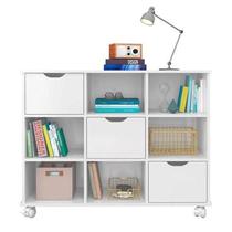 Nicho Organizador com 3 gavetas brancas e rodízios - Qmovi Nicho Organizador com 3 gavetas brancas e rodízios - Qmovi