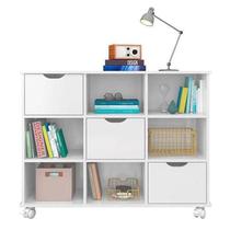 Nicho Organizador com 3 gavetas brancas e rodízios - Qmovi Nicho Organizador com 3 gavetas brancas e rodízios - Qmovi