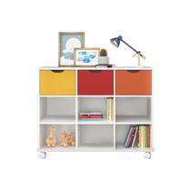 Nicho Organizador com 3 gavetas color e rodízios - Qmovi Nicho Organizador com 3 gavetas color e rodízios - Qmovi