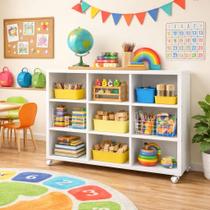 Nicho Organizador Estante Multiuso 9 Nichos Com Rodízios Para Sala, Quarto, Home Office e Brinquedos
