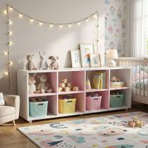 Nicho Organizador Horizontal Branco/Rosa - Movelbras