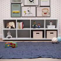 Nicho Organizador Infantil 8 Compartimentos Madeira Branco 135.5cm