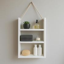 Nicho Organizador MDF branco com Corda Prateleira Divisória para Quarto, Cozinha, Banheiro e Sala