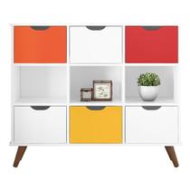 Nicho Organizador Multifuncional 3 Nichos 6 Gavetas Pés Retrô Cube Q01 Branco/Colorido - Mpozenato Nicho Organizador Multifuncional 3 Nichos 6 Gavetas Pés Retrô Cube Q01 Branco/Colorido - Mpozenato