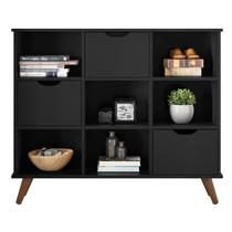 Nicho Organizador Multifuncional 6 Nichos 3 Gavetas Pés Retrô Cube Q01 Preto - Mpozenato