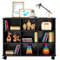 Nicho Organizador Multifuncional com Rodízios Toys Preto - Mpozenato Nicho Organizador Multifuncional com Rodízios Toys Preto - Mpozenato
