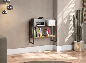 Nicho Organizador Multiuso Desk 2 Prateleiras Freijó/Preto Fosco