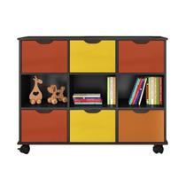 Nicho Organizador Preto com 6 gavetas Coloridas - Qmovi