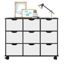 Nicho Organizador Preto com 9 gavetas brancas - Qmovi