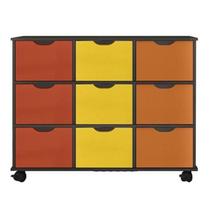 Nicho Organizador Preto com 9 gavetas Coloridas - Qmovi