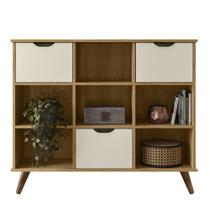 Nicho Organizador Retrô 3 Gavetas Freijó/Off White - Qmovi