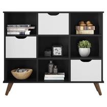 Nicho Organizador Retrô 3 Gavetas Preto Branco - Qmovi Nicho Organizador Retrô 3 Gavetas Preto Branco - Qmovi