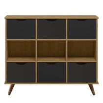 Nicho Organizador Retrô 6 Gavetas Freijó/Preto - Qmovi
