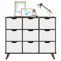 Nicho Organizador Retrô 9 Gavetas Preto Branco - Qmovi Nicho Organizador Retrô 9 Gavetas Preto Branco - Qmovi