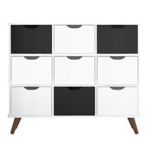 Nicho Organizador Retro Branco com 9 Gavetas Branco/Preto Nicho Organizador Retro Branco com 9 Gavetas Branco/Preto