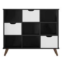 Nicho Organizador Retro Preto com 3 Gavetas Brancas