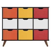 Nicho Organizador Retro Preto com 9 Gavetas Branco/Colorida Nicho Organizador Retro Preto com 9 Gavetas Branco/Colorida