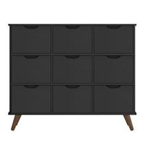 Nicho Organizador Retro Preto com 9 Gavetas Pretas