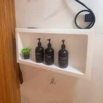 Nicho Para Banheiro E Cozinha Parede Embutir 33x63cm Branco e Preto para Banheiro Com Borda