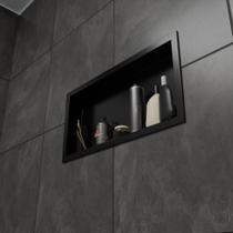 Nicho Para Banheiro E Cozinha Parede Embutir 33x63cm Branco e Preto para Banheiro Com Borda