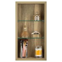 Nicho Para Banheiro Em Porcelanato Com Prateleira De Vidro (MADEIRADO)