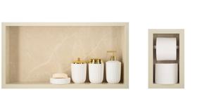 Nicho Para Banheiro Em Porcelanato E Porta Papel Higiênico Duplo - Kit com 2 peças (Bege) Nicho Para Banheiro Em Porcelanato E Porta Papel Higiênico Duplo - Kit com 2 peças (Bege)