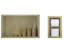 Nicho Para Banheiro Em Porcelanato E Porta Papel Higiênico Duplo - Kit com 2 peças (Breccia)