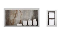 Nicho Para Banheiro Em Porcelanato E Porta Papel Higiênico Duplo - Kit com 2 peças (Pietra 60)