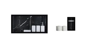 Nicho Para Banheiro Em Porcelanato E Porta Papel Higiênico Duplo Kit com 2 peças Preto Venato 60cm