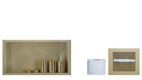 Nicho Para Banheiro Em Porcelanato e Porta Papel Higiênico - Kit com 2 peças (Breccia)