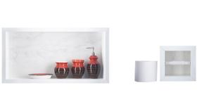 Nicho Para Banheiro Em Porcelanato E Porta Papel Higiênico - kit com 2 peças (Carrara)