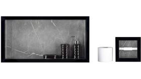 Nicho Para Banheiro Em Porcelanato e Porta Papel Higiênico - kit com 2 peças (Cinza/Preto)