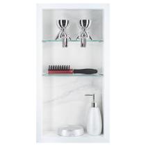 Nicho Para Banheiro Em Porcelanato Polido Com Prateleira De Vidro (CARRARA)