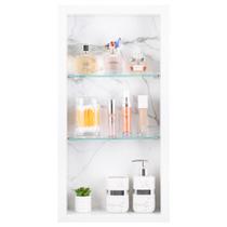 Nicho Para Banheiro Em Porcelanato Polido Com Prateleira De Vidro (Carrara) Nicho Para Banheiro Em Porcelanato Polido Com Prateleira De Vidro (Carrara)