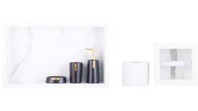Nicho Para Banheiro Em Porcelanato Polido e Porta Papel Higiênico (Carrara Gioia 50)