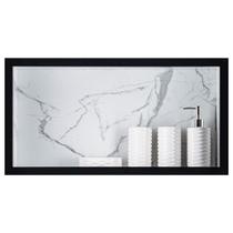 Nicho Para Banheiro Em Porcelanato Polido Porta Shampoo - 60 x 30 x 11 cm (Carrara Com Bordas Preto)