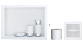 Nicho Para Banheiro Em Porcelanato Polido Porta Shampoo Sabonete e Porta Papel Higiênico (Branco 40)