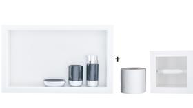 Nicho Para Banheiro Em Porcelanato Polido Porta Shampoo Sabonete e Porta Papel Higiênico (Branco 50) - Incompany