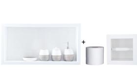 Nicho Para Banheiro Em Porcelanato Polido Porta Shampoo Sabonete e Porta Papel Higiênico (Branco 60)