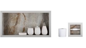 Nicho Para Banheiro Em Porcelanato Polido Porta Shampoo Sabonete e Porta Papel Higiênico (Pietra 60)