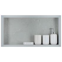 Nicho Para Banheiro Em Porcelanato Polido Porta Shampoo Sabonete Organizador 60x30x11cm Cinza Claro