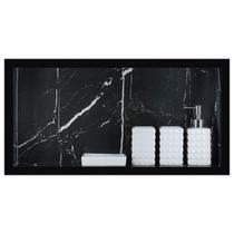 Nicho Para Banheiro Em Porcelanato Polido Porta Shampoo Sabonete Organizador 60x30x11cm Preto Venato