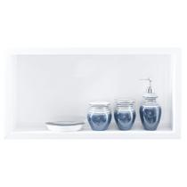 Nicho Para Banheiro Em Porcelanato Polido Porta Shampoo Sabonete Organizador (Branco)