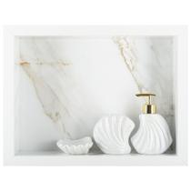 Nicho Para Banheiro Em Porcelanato Polido Porta Shampoo Sabonete Organizador (Calacata 40) Nicho Para Banheiro Em Porcelanato Polido Porta Shampoo Sabonete Organizador (Calacata 40)