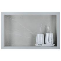 Nicho Para Banheiro Em Porcelanato Polido Porta Shampoo Sabonete Organizador Cinza Claro 50cm